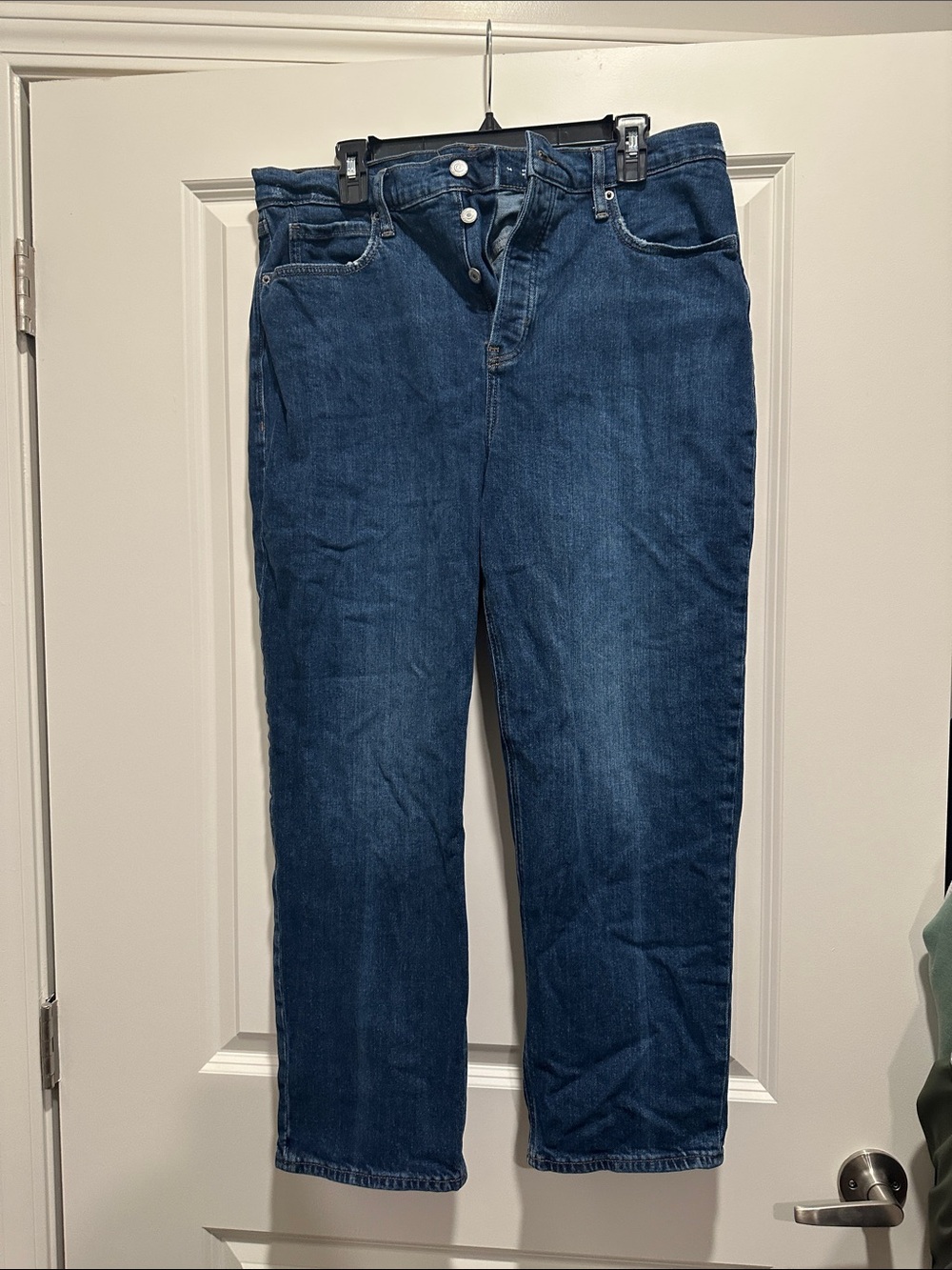 Women’s Dark Blue Jeans - Classic Straight Fit Button Up